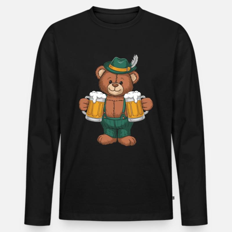Bär Bier Bayern - Männer Premium Bio Langarmshirt - Schwarz