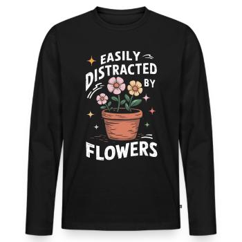 Jardin Jardinage Plantes Fleurs - T-shirt manches longues Premium bio Homme - noir - Devant - Nico (187cm)