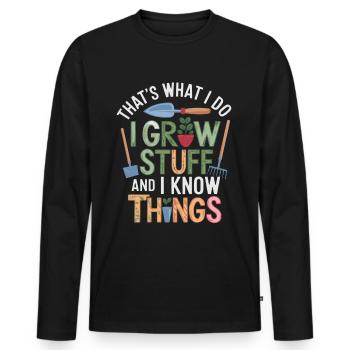 Jardin Jardinage Plantes Fleurs - T-shirt manches longues Premium bio Homme - noir - Devant - Nico (187cm)