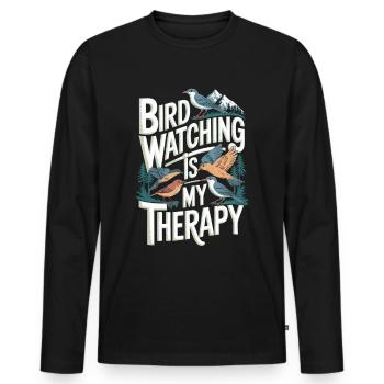Observation des oiseaux Ornithologue Oiseaux - T-shirt manches longues Premium bio Homme - noir - Devant - Nico (187cm)