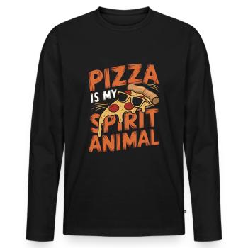 Funny Pizza Saying Pizza Lover - Men's Premium Organic Long Sleeve Shirt - black - Front - Nico (187cm)