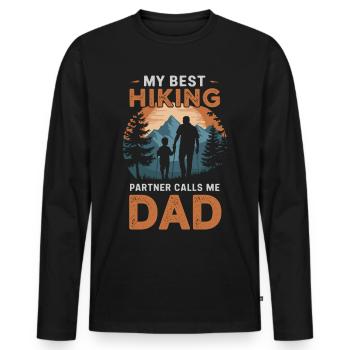 Père Fils Randonnée Camping Camping - T-shirt manches longues Premium bio Homme - noir - Devant - Nico (187cm)