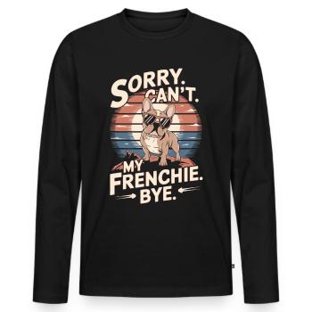Bouledogue français avec lunettes de soleil vintage - T-shirt manches longues Premium bio Homme - noir - Devant - Nico (187cm)