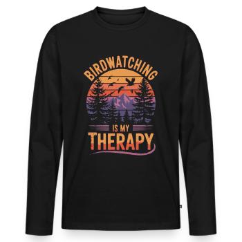 Ornithologue Ornithologue Oiseaux Randonnée Camping - T-shirt manches longues Premium bio Homme - noir - Devant - Nico (187cm)