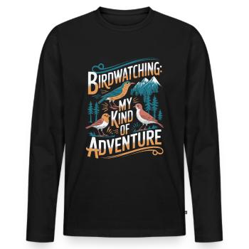 Observation des oiseaux, Oiseaux, Nature, Randonnée, Camping - T-shirt manches longues Premium bio Homme - noir - Devant - Nico (187cm)