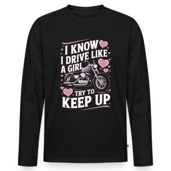 Motorcyclist funny saying - Men's Premium Organic Long Sleeve Shirt - black - Front - Nico (187cm)