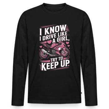 Moto de course moto dicton - T-shirt manches longues Premium bio Homme - noir - Devant - Nico (187cm)