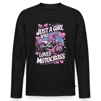 Motocross Motorcycle Rider Woman Saying - Men's Premium Organic Long Sleeve Shirt - black - Front - Nico (187cm)