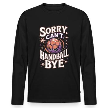 Dicton vintage du handball - T-shirt manches longues Premium bio Homme - noir - Devant - Nico (187cm)