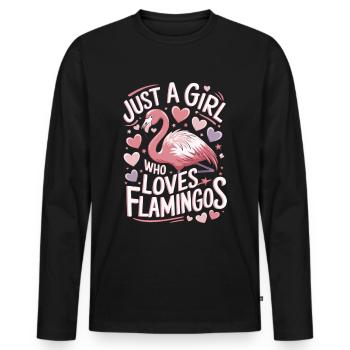 Drôle de dicton de flamant rose - T-shirt manches longues Premium bio Homme - noir - Devant - Nico (187cm)
