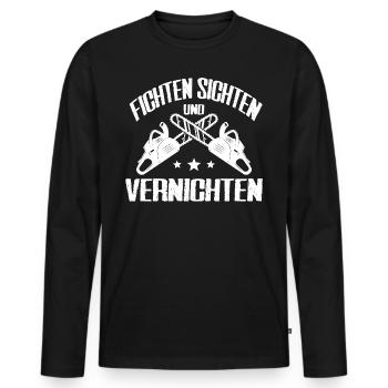 Holzfäller Fichten Sichten Und Vernichten Geschenk - Männer Premium Bio Langarmshirt - Schwarz - Vorne - Nico (187cm)
