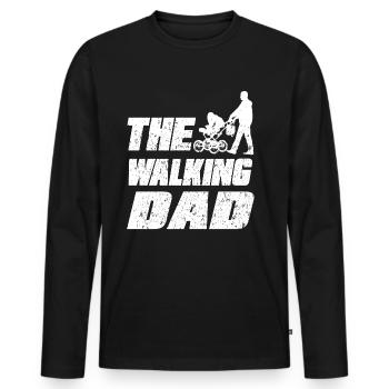 Le père de marche - T-shirt manches longues Premium bio Homme - noir - Devant - Nico (187cm)