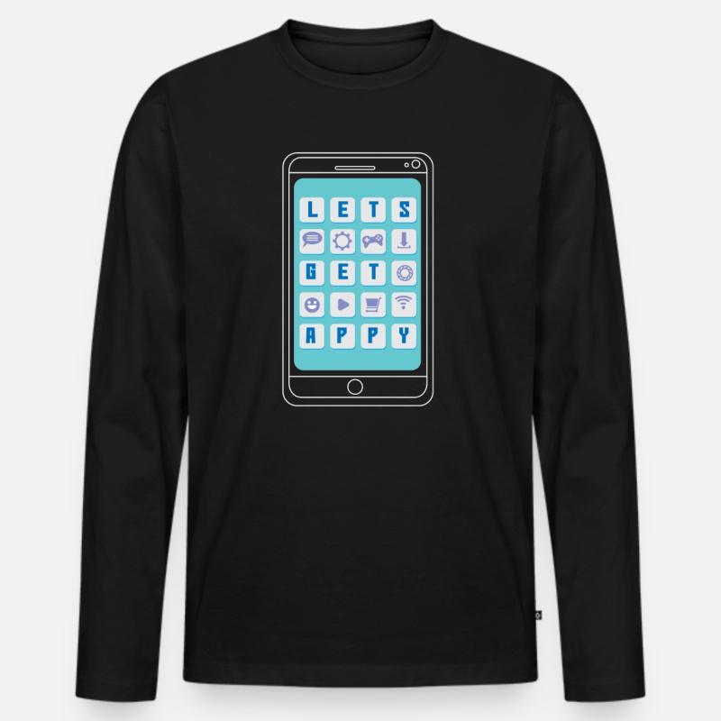 App Handy Smartphone - Männer Premium Bio Langarmshirt - Schwarz