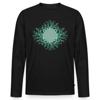 Flower of Life - Men's Premium Organic Long Sleeve Shirt - black - Front - Nico (187cm)