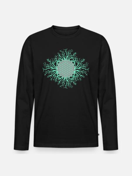 Fleur de vie - T-shirt manches longues Premium bio Homme - noir
