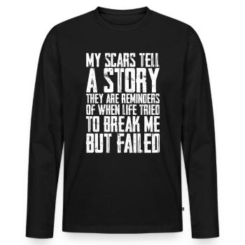 My Scars Tell A Story 2 - Men's Premium Organic Long Sleeve Shirt - black - Front - Nico (187cm)