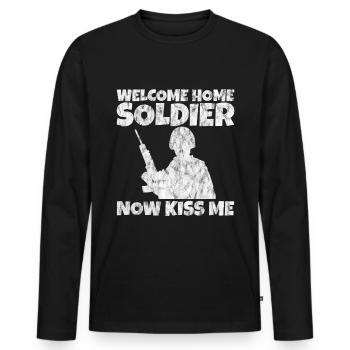 Welcome Home Soldier, Now Kiss Me 2 - Men's Premium Organic Long Sleeve Shirt - black - Front - Nico (187cm)