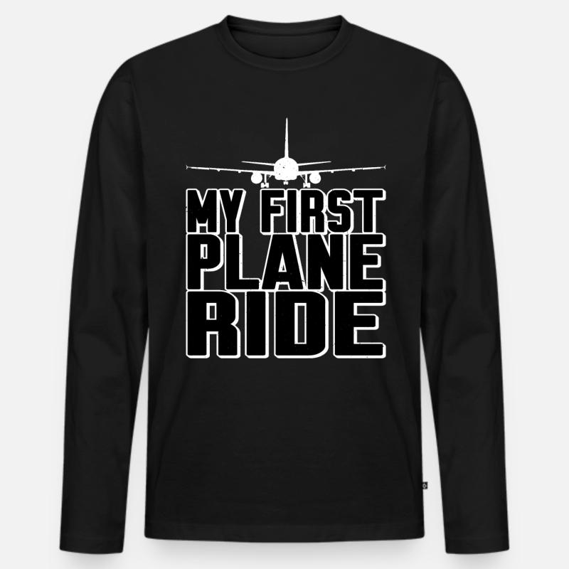 My First Plane Ride 40 - Männer Premium Bio Langarmshirt - Schwarz