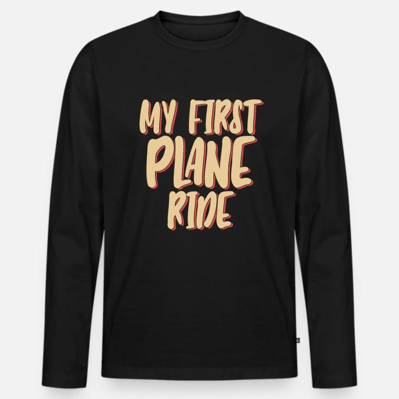 My First Plane Ride 44 - Männer Premium Bio Langarmshirt - Schwarz
