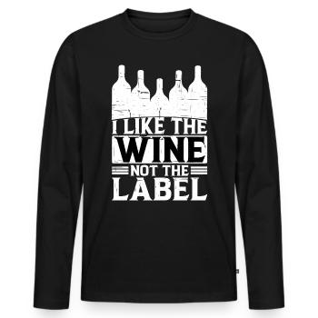 J’aime le vin, pas l’étiquette 16 - T-shirt manches longues Premium bio Homme - noir - Devant - Nico (187cm)