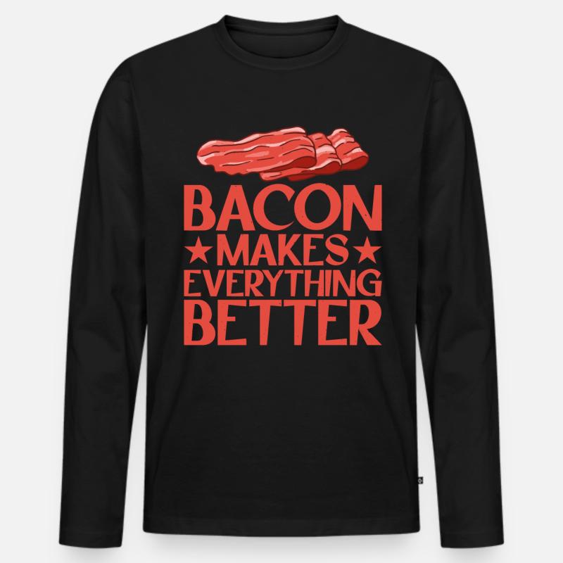 Bacon Makes Everything Better 13 - Männer Premium Bio Langarmshirt - Schwarz