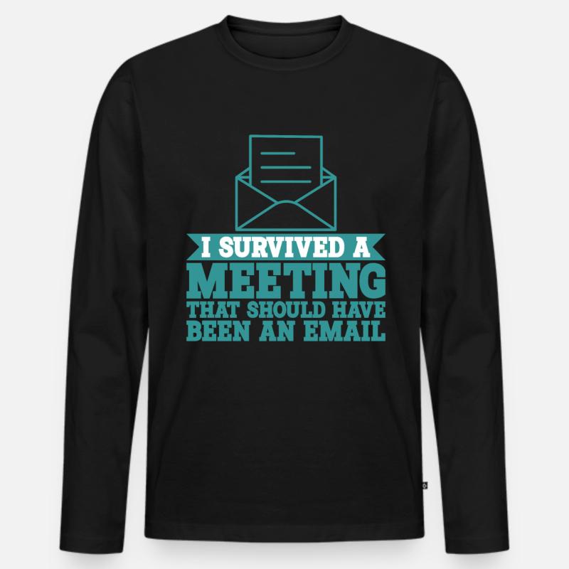 I Survived Another Meeting 9 - Männer Premium Bio Langarmshirt - Schwarz