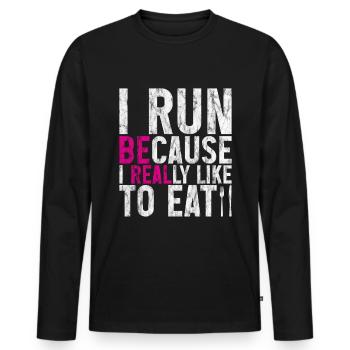 Je cours parce que j’aime vraiment manger 2 - T-shirt manches longues Premium bio Homme - noir - Devant - Nico (187cm)