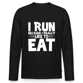 Je cours parce que j’aime vraiment manger 3 - T-shirt manches longues Premium bio Homme - noir - Devant - Nico (187cm)