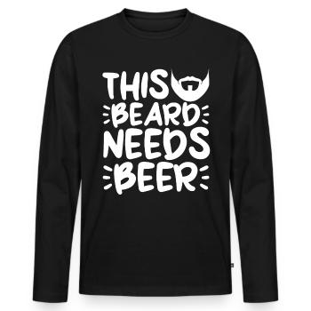 Cette barbe a besoin de bière 4 - T-shirt manches longues Premium bio Homme - noir - Devant - Nico (187cm)