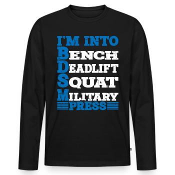 In Into BDSM Bench Squat Deadlift Military Press10 - Men's Premium Organic Long Sleeve Shirt - black - Front - Nico (187cm)