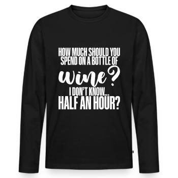 Combien devriez-vous dépenser pour une bouteille de vin? - T-shirt manches longues Premium bio Homme - noir - Devant - Nico (187cm)