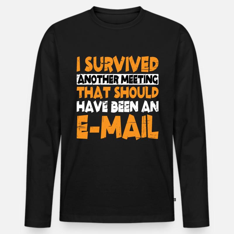 I Survived Another Meeting 13 - Männer Premium Bio Langarmshirt - Schwarz