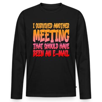 I Survived Another Meeting 14 - Männer Premium Bio Langarmshirt - Schwarz - Vorne - Nico (187cm)