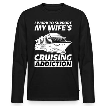 Je travaille pour soutenir la dépendance de croisière de ma femme 2 - T-shirt manches longues Premium bio Homme - noir - Devant - Nico (187cm)