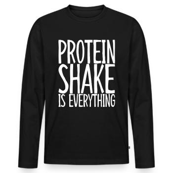 Protein Shake Is Everything 3 - Men's Premium Organic Long Sleeve Shirt - black - Front - Nico (187cm)