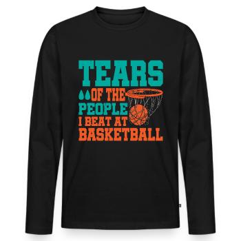 Les larmes des gens que j’ai battus au basketball - T-shirt manches longues Premium bio Homme - noir - Devant - Nico (187cm)