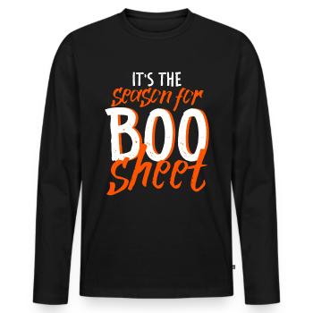 C’est la saison de Boo Sheet 4 - T-shirt manches longues Premium bio Homme - noir - Devant - Nico (187cm)