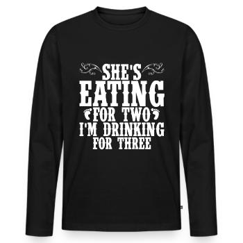 Elle mange pour deux Je bois pour trois 4 - T-shirt manches longues Premium bio Homme - noir - Devant - Nico (187cm)
