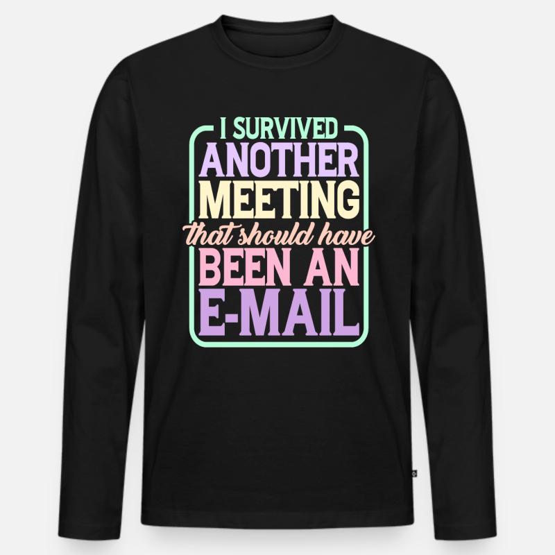 I Survived Another Meeting 24 - Männer Premium Bio Langarmshirt - Schwarz