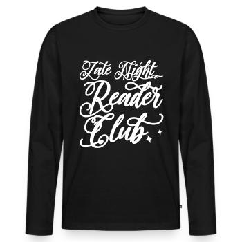 Late Night Reader Club - Men's Premium Organic Long Sleeve Shirt - black - Front - Nico (187cm)