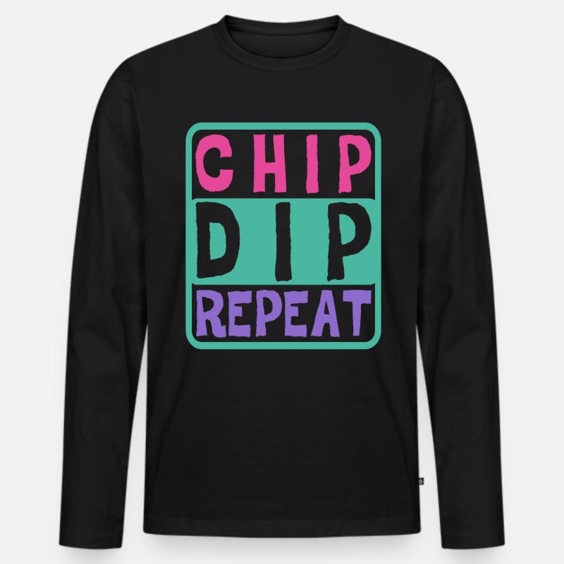 Chip Dip Repeat 7 - Männer Premium Bio Langarmshirt - Schwarz