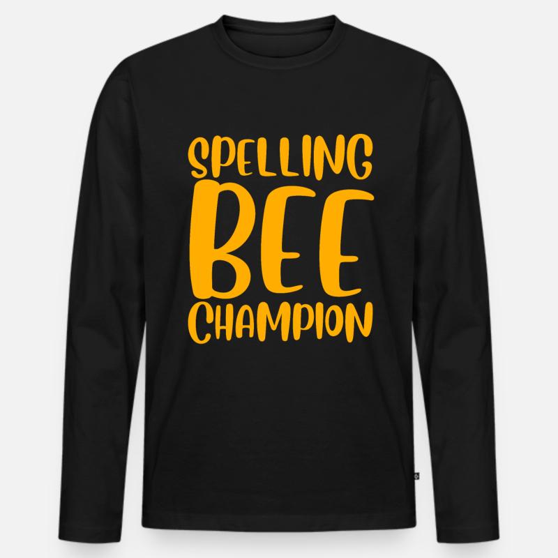 Spelling Bee Champ - Männer Premium Bio Langarmshirt - Schwarz