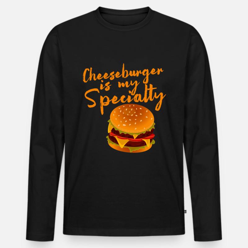 Cheeseburger Is My Specialty 4 - Männer Premium Bio Langarmshirt - Schwarz