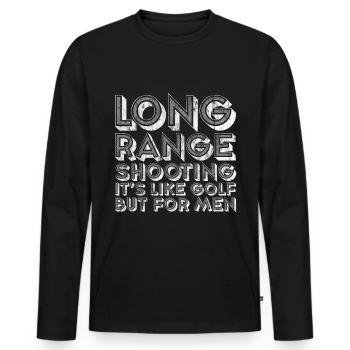 Le tir à longue distance, c’est comme le golf mais pour les hommes 3 - T-shirt manches longues Premium bio Homme - noir - Devant - Nico (187cm)