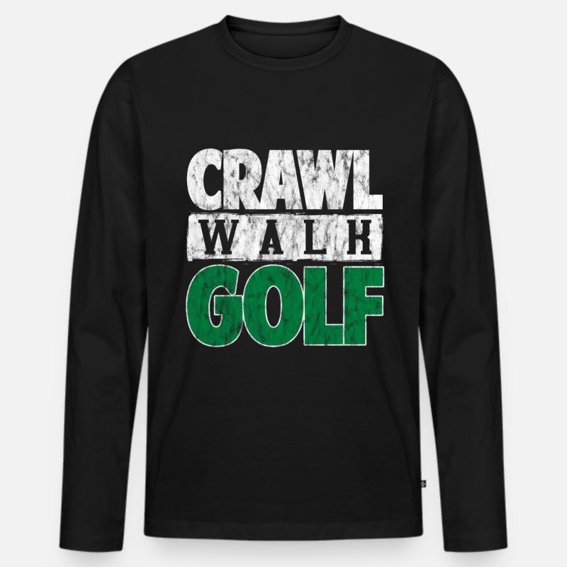 Crawl Walk Golf 3 - Männer Premium Bio Langarmshirt - Schwarz