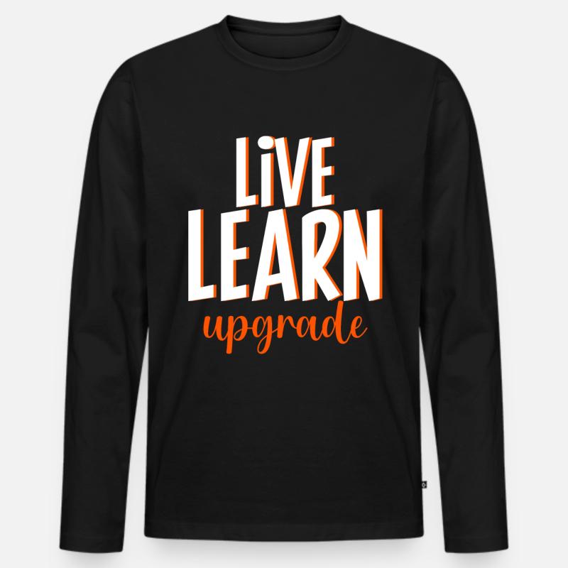 Live Learn Upgrade 4 - Männer Premium Bio Langarmshirt - Schwarz