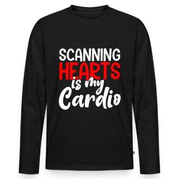 Scanner les cœurs est mon cardio 4 - T-shirt manches longues Premium bio Homme - noir - Devant - Nico (187cm)