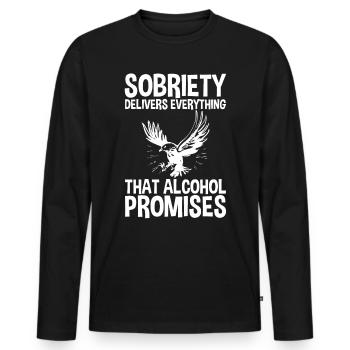 La sobriété offre tout ce que l’alcool promet 2 - T-shirt manches longues Premium bio Homme - noir - Devant - Nico (187cm)