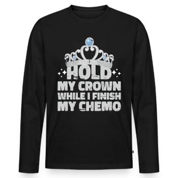 Tenez ma couronne pendant que je termine ma chimio 53 - T-shirt manches longues Premium bio Homme - noir - Devant - Nico (187cm)
