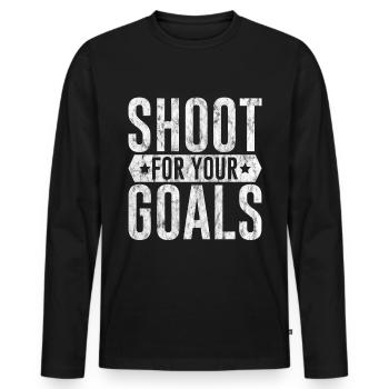 Shoot For Your Goals 3 - Männer Premium Bio Langarmshirt - Schwarz - Vorne - Nico (187cm)